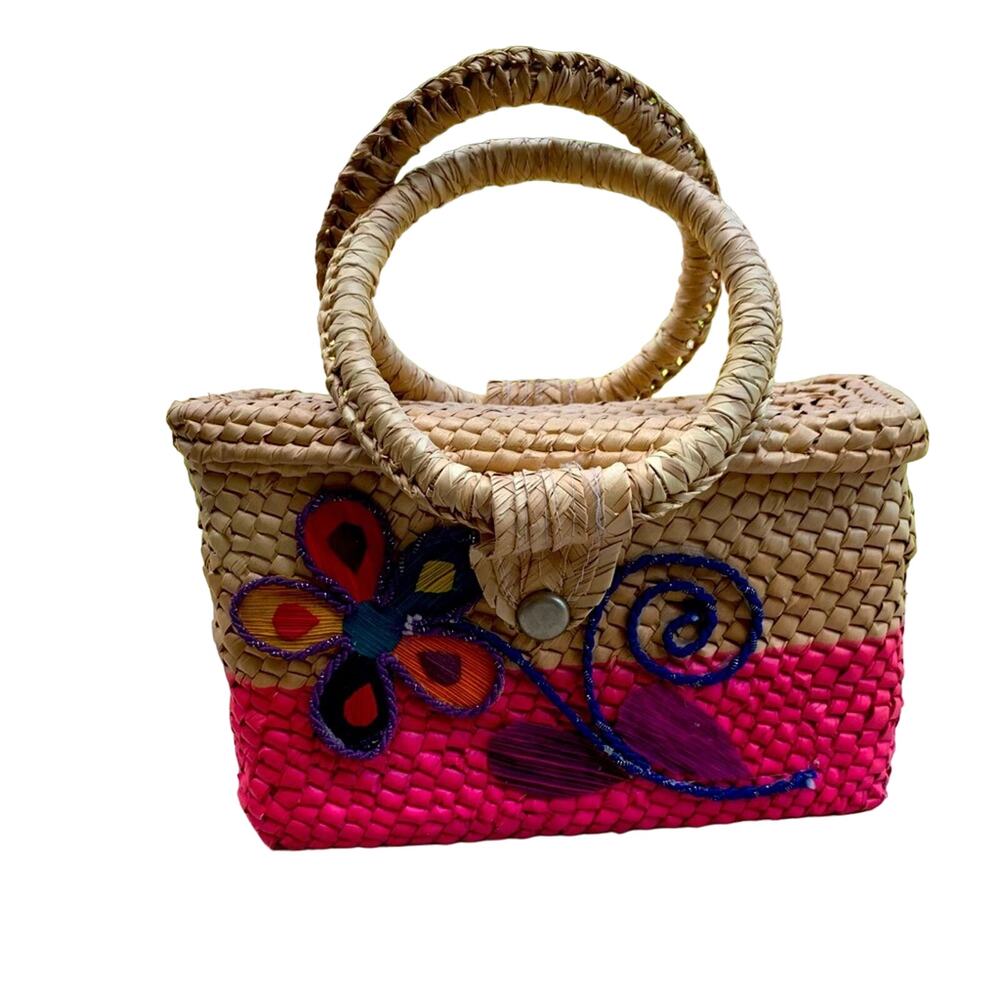 Woven Floral embroidered bag